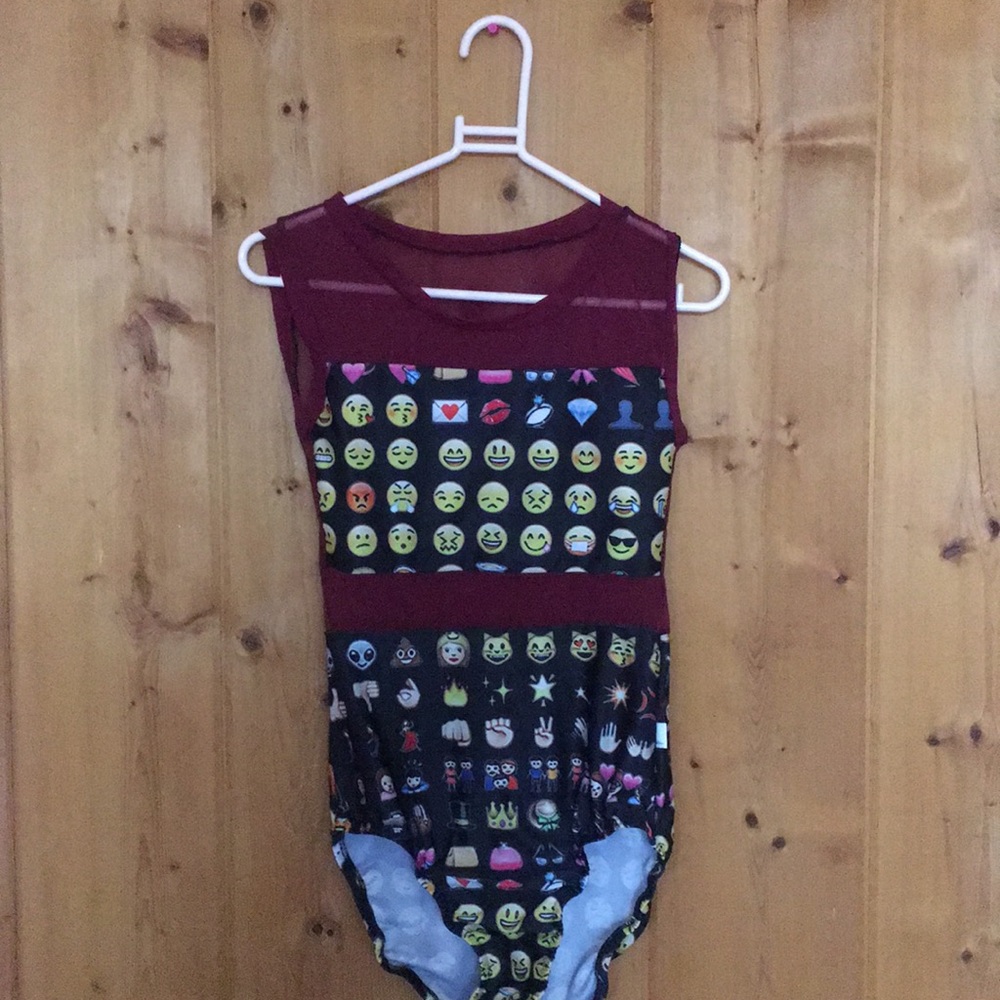 Emoji print mesh leotard